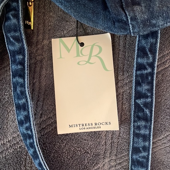 Mistress Rocks x House Of CB “Pistol” Cross Front Denim Crop Top Size L - Picture 7 of 10